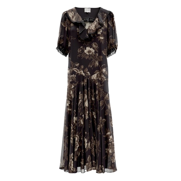 🐦‍⬛Reformation Eva Backless Dropwaist Floral & Lace Midi Dress, Size 6 - Picture 6 of 12